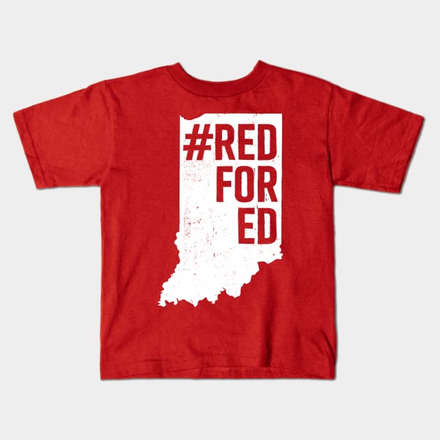 Red for Ed Indiana State Outline Kids T-Shirt by mindeverykind